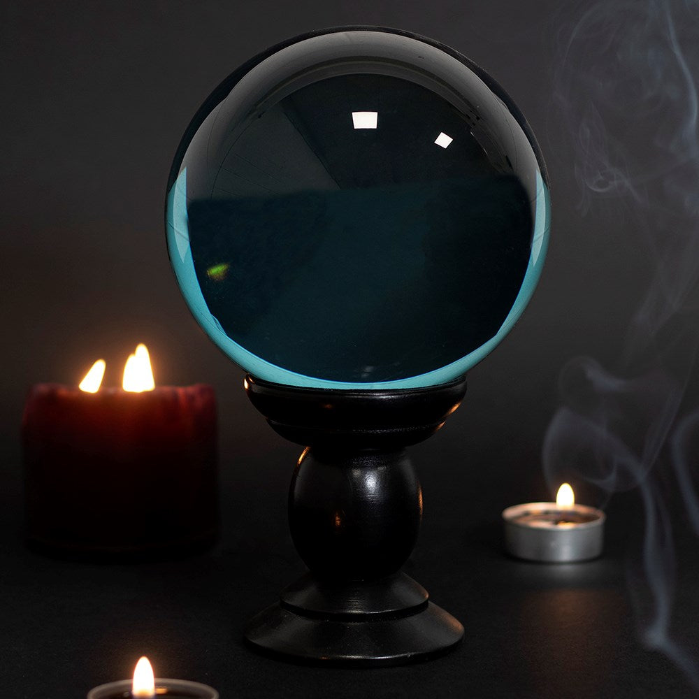 Crystal Ball Teal Large/Wooden Stand
