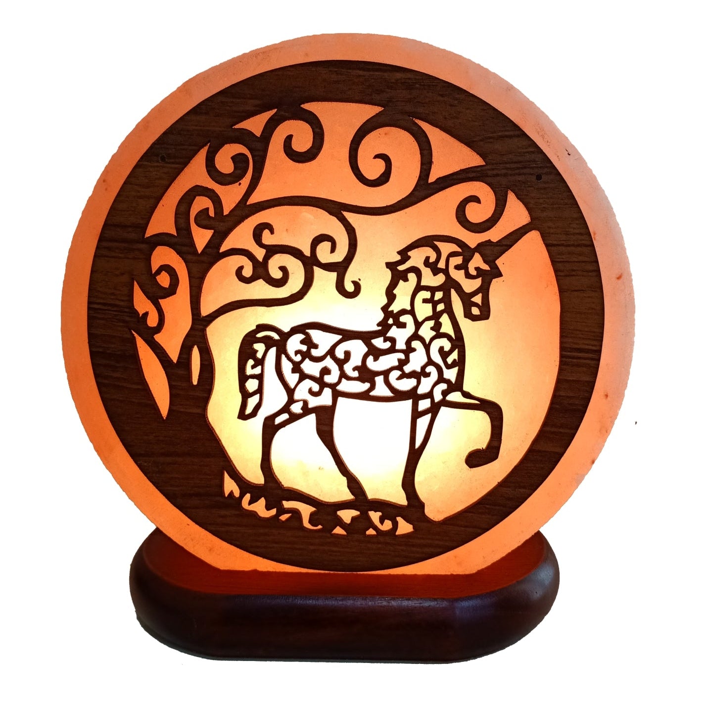 Himalayan Salt Lamp Unicorn Design Authentic Himalayan Salt Lamp. Each item comes with an electric cable and a bulb. Lamp Diameter 20cm Base Diameter 17cm SKU: 985U