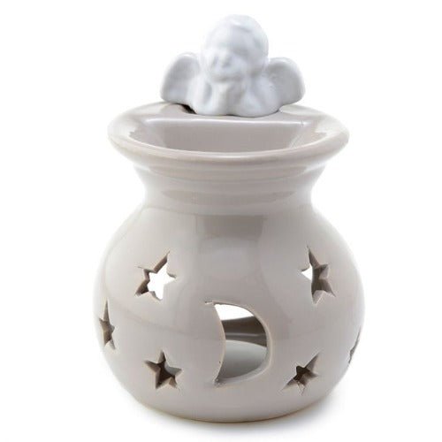 Eden Moon and Stars Cherub Ceramic Oil and Wax Burner Cream - 1st Stop Marshall's Health Shop, Gift Shop! - Heath and Natural Therapy New Brighton Christchurch - Naturopath