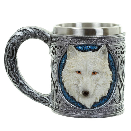 Decorative White Wolf Tankard - WOLF29