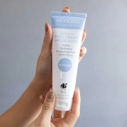 MooGoo Full Cream Moisturiser 120g We made this cream as a follow up to the first MooGoo cream ever made – Our Skin Milk Udder Cream because we wanted to develop something with a little more hydration action; a creamier cream per say, for the drier types.