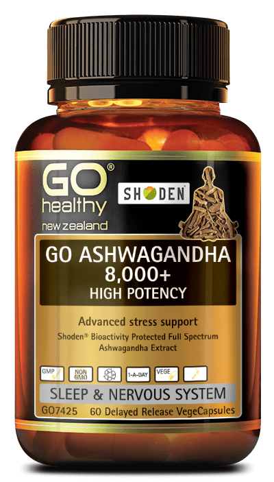 GO ASHWAGANDHA 8,000+ contains the herbal extract Ashwagandha, in the specialised Shoden® form. Shoden® Ashwagandha has been scientifically studied and offers superior bioavailability. The herb Ashwagandha has been traditionally used for thousands of years for its restorative and adaptogenic properties, helping to support the body in times of stress.