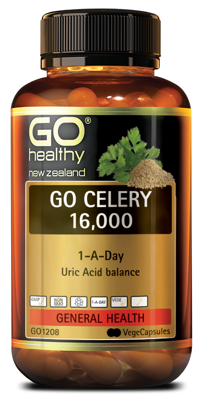 GO CELERY 16,000 provides a superior strength Celery, in a convenient 1-A-Day dose. Celery helps support healthy uric acid levels in the body, healthy kidney function and fluid management.