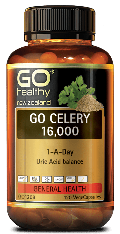 GO CELERY 16,000 provides a superior strength Celery, in a convenient 1-A-Day dose. Celery helps support healthy uric acid levels in the body, healthy kidney function and fluid management.