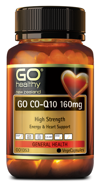 GO CO-Q10 160mg is a high potency, one a day dose. Co-Enzyme Q10 is a natural substance essential for cellular energy production known as ATP (Adenosine Triphosphate). Co-Enzyme Q10 is found in every living cell in the body and supports the health of the heart, energy levels and is a known powerful antioxidant.
