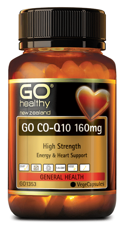 GO CO-Q10 160mg is a high potency, one a day dose. Co-Enzyme Q10 is a natural substance essential for cellular energy production known as ATP (Adenosine Triphosphate). Co-Enzyme Q10 is found in every living cell in the body and supports the health of the heart, energy levels and is a known powerful antioxidant.