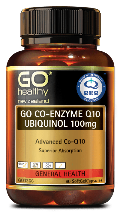 GO CO-ENZYME Q10 UBIQUINOL 100mg is a high potency Co-Enzyme Q10 supplement, supplied in the superior Ubiquinol form. Ubiquinol is easily assimilated as it is “pre-converted” and ready for immediate use allowing the body to utilize and uptake much higher levels of Co-Enzyme Q10. Co-Enzyme Q10 is one of the most important nutrients for the production of energy in our cells.