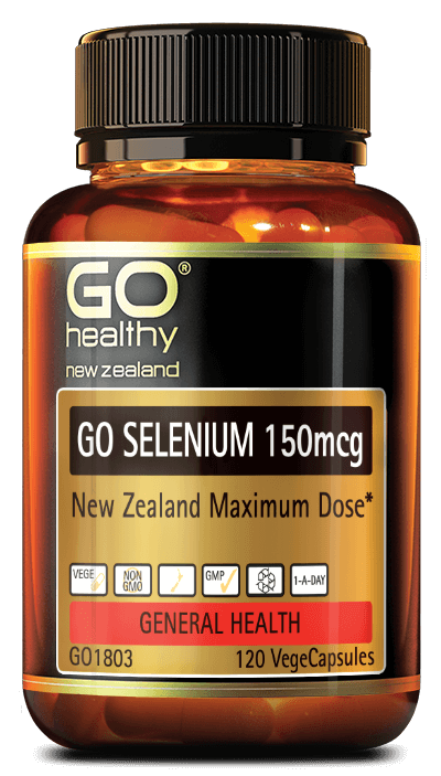 GO SELENIUM 150mcg is a trace mineral which acts as a powerful antioxidant. Levels of Selenium are low in New Zealand soils, increasing the need for Selenium supplementation to avoid deficiency. The maximum allowable dose in New Zealand for dietary supplements is 150mcg.