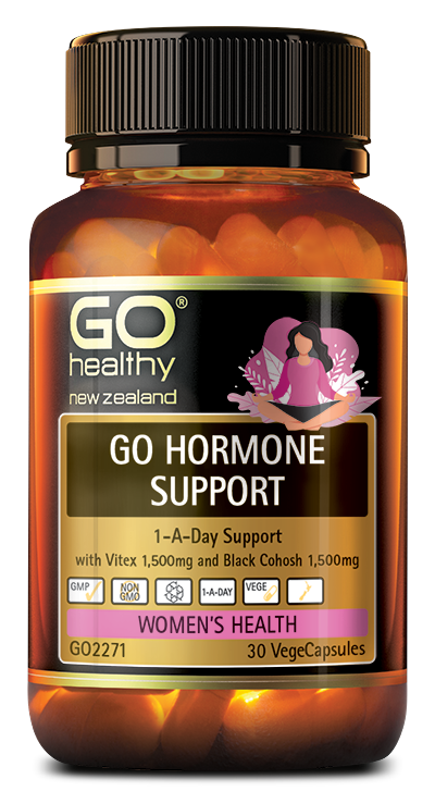 GO HORMONE SUPPORT contains a comprehensive blend of ingredients which work to support healthy hormone levels. High potency Vitex and Black Cohosh are included to help balance hormones which support good mood and normal menstrual cycles. This formulation will act quickly to support hormonal balance and harmony.