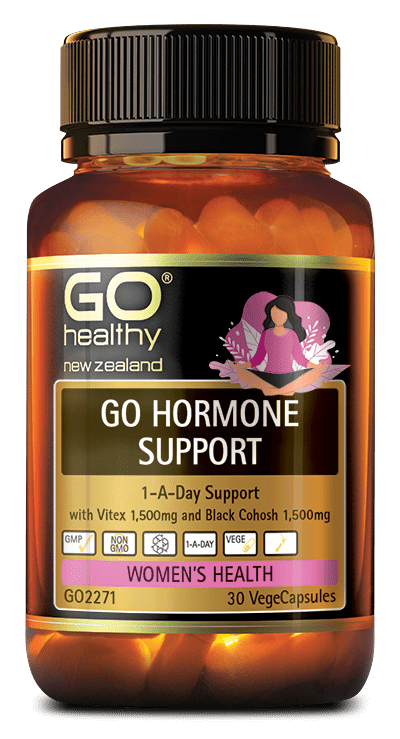 GO HORMONE SUPPORT contains a comprehensive blend of ingredients which work to support healthy hormone levels. High potency Vitex and Black Cohosh are included to help balance hormones which support good mood and normal menstrual cycles. This formulation will act quickly to support hormonal balance and harmony.