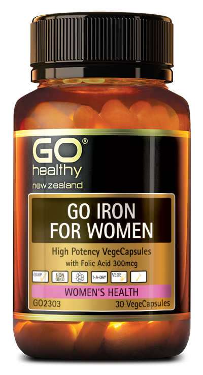 GO IRON FOR WOMEN has been designed for women as Iron deficiency is most common in women. The need for Iron increases in times such as during menstruation and when Iron is lacking in the diet, particularly in vegetarians. The supporting nutrients aid with the uptake and absorption of Iron. GO Iron for Women is presented in an easy one a day VegeCap dose.