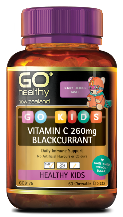 GO Kids Vitamin C 260mg Blackcurrant 60 Chewable Tablets