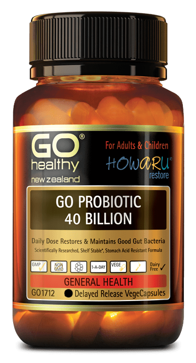 GO PROBIOTIC 40 BILLION is designed to maintain and restore good gut bacteria. Antibiotic medication, the contraceptive pill, alcohol, and stress can create an imbalance of good and bad microflora in the intestinal tract which can lead to ill health. Having high levels of good bacteria in the gut is essential for maintaining a healthy immune system and all-round good health.