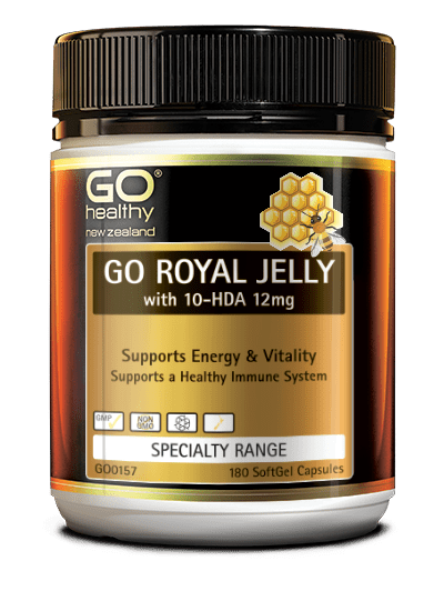 GO ROYAL JELLY with 10-HDA 12mg provides an excellent source of nutrients, including B Vitamins, minerals, complete proteins, lipids and carbohydrates. Queen Bees live exclusively on Royal Jelly and it accounts for their incredible size and longevity. Royal Jelly has a reputation for supporting energy, stamina, a healthy immune system and vitality.