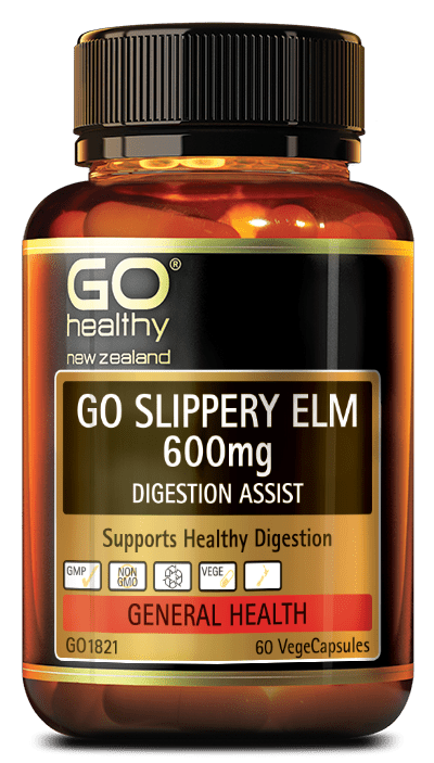GO SLIPPERY ELM 600mg is ideal for soothing the digestive tract in times of stress and discomfort. The inner bark of the Slippery Elm tree contains mucilage or polysaccharides, a form of long chain sugar. When combined with water these polysaccharides create a slippery, nutrient rich substance which is easy to digest and coats the whole digestive tract soothing the intestines, colon and urinary tract.