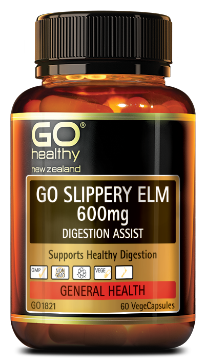 GO SLIPPERY ELM 600mg is ideal for soothing the digestive tract in times of stress and discomfort. The inner bark of the Slippery Elm tree contains mucilage or polysaccharides, a form of long chain sugar. When combined with water these polysaccharides create a slippery, nutrient rich substance which is easy to digest and coats the whole digestive tract soothing the intestines, colon and urinary tract.