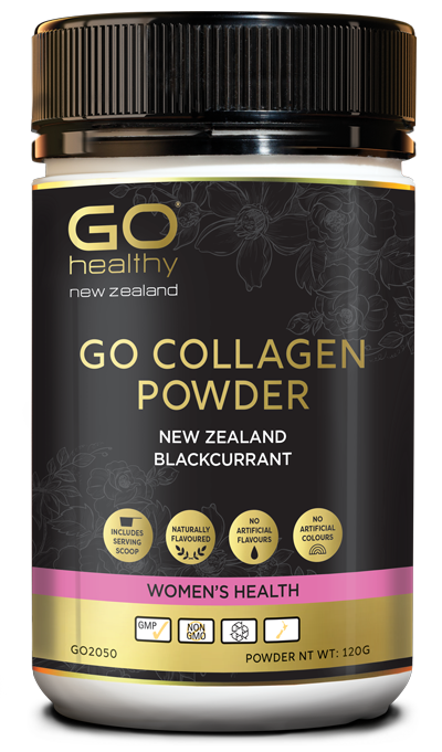 GO COLLAGEN POWDER NEW ZEALAND BLACKCURRANT contains a beautiful powdered blend of sustainably sourced hydrolysed marine collagen, combined with rosehip, grapeseed and hyaluronic acid. Formulated to support you from the inside out, helping to nourish, hydrate and restore healthy skin, hair and nails.