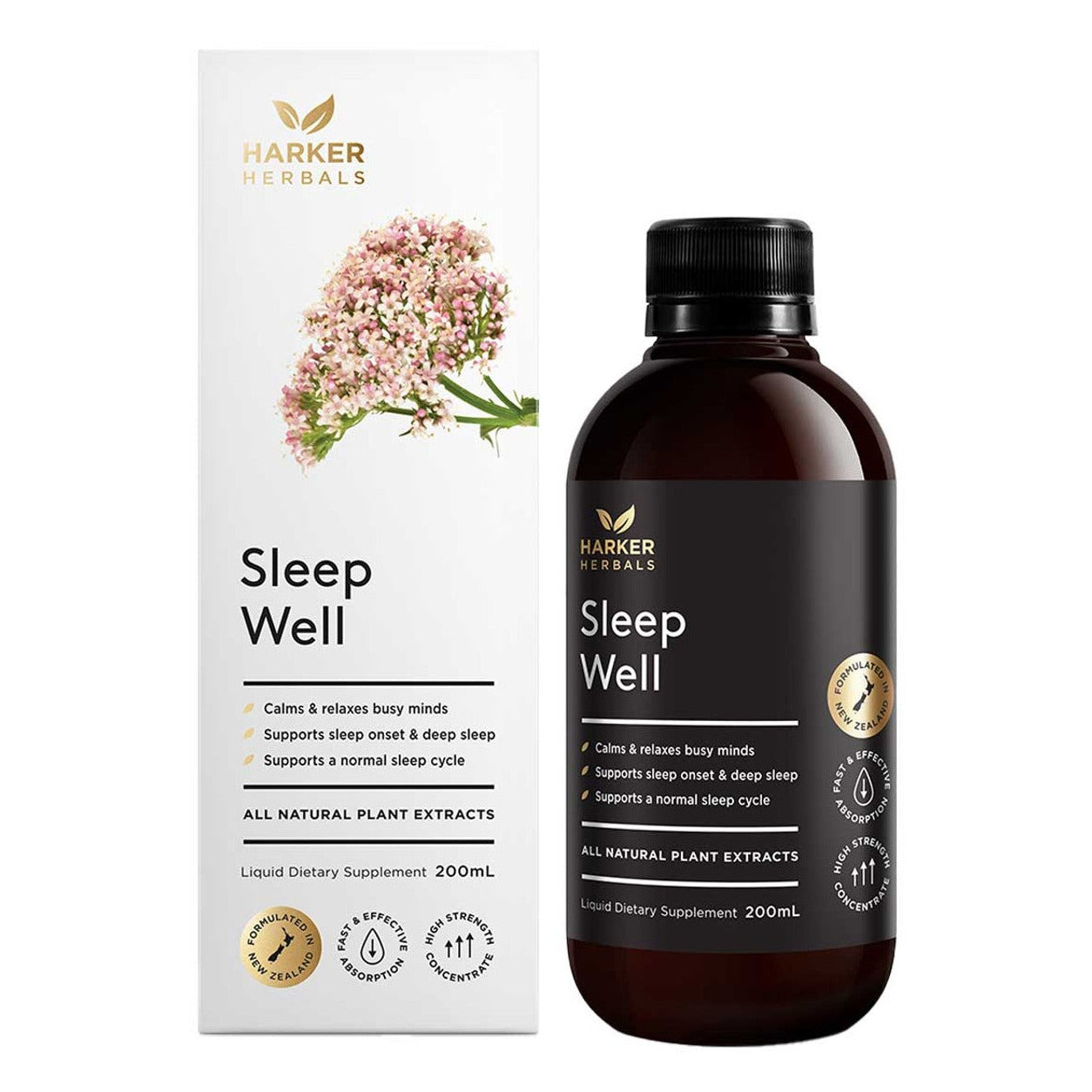 Harker Herbals Be Well Sleep Well 200ml Calms busy minds, supports deep sleep and healthy sleep habits. Great support for any sleep disruption; students, busy parents, menopausal women, shift workers.   HEALTH BENEFITS:  Supports the onset of sleep and calms the busy mind Supports uninterrupted, deep sleep and healthy sleep patterns Includes Passionflower, Valerian and Zizyphus, which clinical research shows support healthy sleep Natural lemon flavour