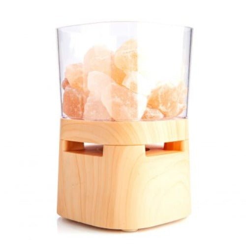 A wonderful way to enjoy your favourite music whilst purifying the air. Himalayan salt lamp combined with a speaker to create the perfect ambience. Himalayan salt crystal lamp Features a wood-look base and four different glowing light modes Easy connection to most Bluetooth enabled devices Rechargeable battery so you can listen to your favourite tunes again and again