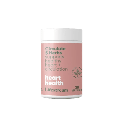 Lifestream Circulate 5 Herbs 30 VegeCaps Combining Hawthorn, garlic and more to support circulation and heart health. Do you suffer from cold hands or feet due to poor circulation? Do you feel like you need a little extra support for your memory? Maybe you've just found out that your cholesterol levels aren't as good as they should be.