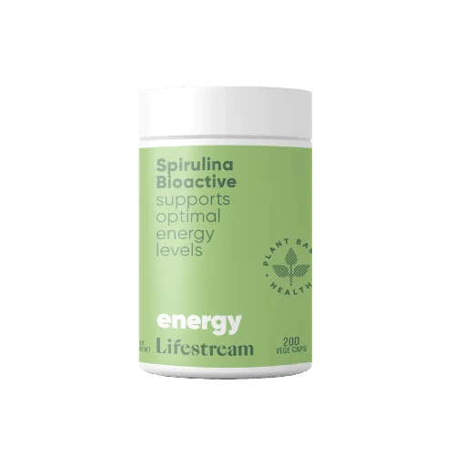 Lifestream Spirulina Bioactive 200 VegeCaps The natural multi – full of superfood nutrition for low energy levels. Are you run down or exhausted? Do you have a busy or stressful lifestyle? Are you iron deficient? Or perhaps you are just seeking longer lasting energy?! Our Spirulina Bioactive will help!
