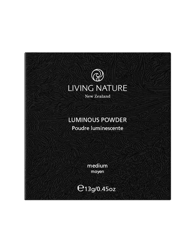 LIVING NATURE LUMINOUS PRESSED POWDER - MEDIUM Natural minerals combine to make this powder reflective and refractive, adding a soft luminous glow to your complexion. Use as the finishing touch after foundation or tinted moisturiser, or alone for soft natural colour.