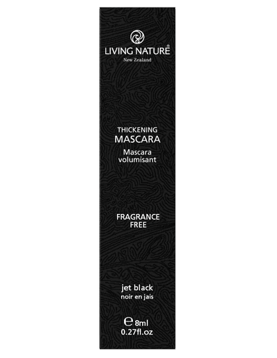 Living Nature's certified natural Thickening Mascara in strong, impactful Jet Black thickens lashes without clumps or chemicals for stunning, not-to-miss eyes. Crafted with New Zealand Halloysite Clay plus active Mānuka Honey, Grapefruit Extract, and Vitamin E, this award winning mascara is fragrance-free and suitable for sensitive skin.