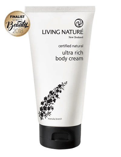 Living Nature's certified natural Ultra Rich Body Cream is a luxurious, nutrient-rich cream. Formulated with active Mānuka Honey for its humectant moisture-loving properties, Cupuacu and Murumuru butters to deeply nourish, and natural oils to soothe and condition the skin. Deliciously naturally scented, it’s the ultimate all over body treat to banish ‘crocodile skin’ and the ideal pre-summer moisturiser or for after-sun nourishment. Non-greasy but rich and rewarding!