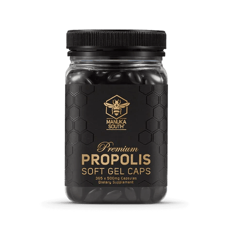 Manuka South Propolis 500mg EQV 365 SoftGels Created by bees to keep the hive safe, Propolis is a natural substance used to strengthen and protect the hive from diseases. Offering powerful antioxidant properties, it helps to support the immune system with guaranteed flavonoid content.
