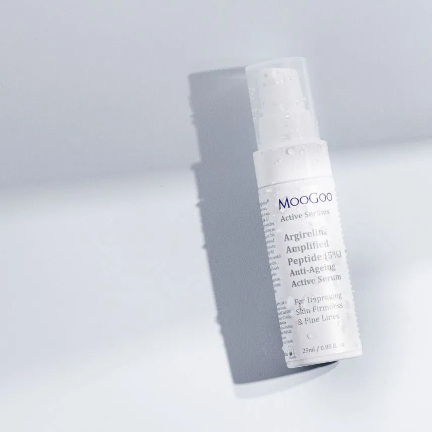 MooGoo Anti-Ageing Active Serum 25ml Argireline Amplified Peptide (5%) Anti-Ageing Active Serum 25ml What’s the point of anti-ageing ingredients, particularly the expensive ones, if they just sit on top of the skin? Exactly! Not much point at all. Test tube results are meaningless if they don’t translate to real life, right?