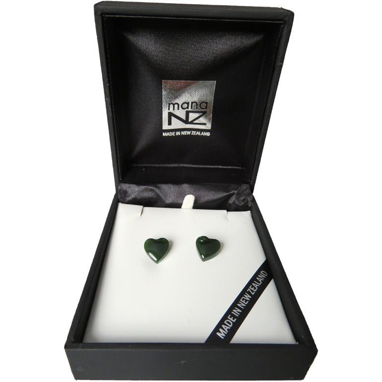 New Zealand Greenstone Heart Studs - 1st Stop Marshall's Health Shop, Gift Shop! - Heath and Natural Therapy New Brighton Christchurch - Naturopath