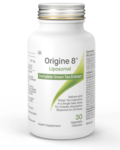 Origine 8 – Liposomal 30 Veg Caps. What is origine 8? A group of scientists and medical experts working with the latest extraction and absorption technology with a keen interest in food and natural substances focused their energy on green tea.