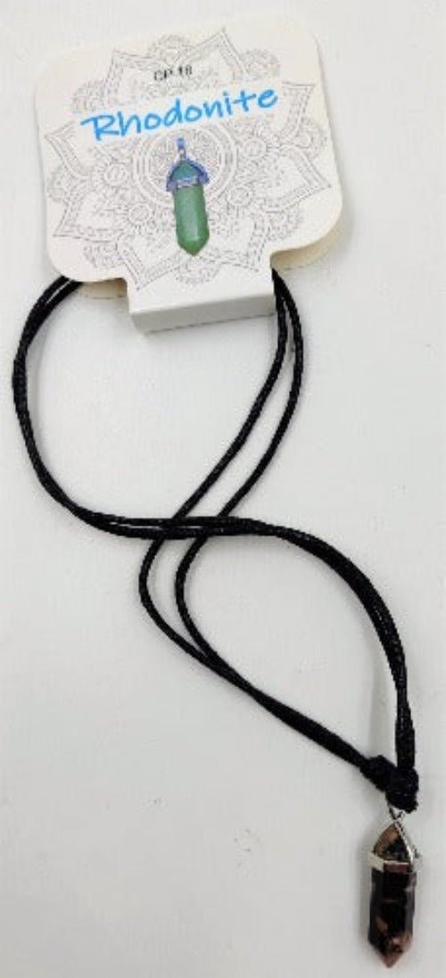 Point Pendant Rhodonite - 1st Stop Marshall's Health Shop, Gift Shop! - Heath and Natural Therapy New Brighton Christchurch - Naturopath