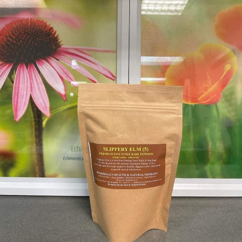 Marshall's Slippery Elm, Premium Fine Inner Bark Powder 500g. Slippery Elm is a nutrient healing food. High in mucilage it coats & protects the mucous membrane linings. It is a soothing herb that helps support a healthy digestive tract, intestinal tissues & normal elimination. HEALTH BENEFITS: Healthy digestive tract Healthy Intestinal Tissue Normal Elimination