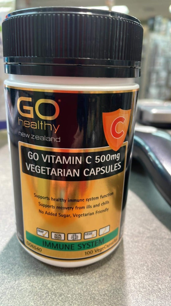 GO VITAMIN-C 500mg. Vitamin C is essential for boosting the health of the immune system and reducing the severity and duration of winter ills and chills. In addition Vitamin C is a powerful antioxidant, and is considered an essential daily requirement for good health. Vitamin C supports the body’s ability to deal with toxins and pollutants.