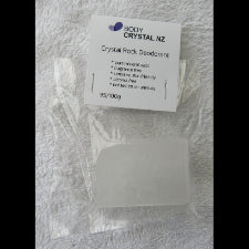 BODY CRYSTAL Rock 100g The Body Crystal Ascending waters over thousands of years has formed this impressive crystal, its double mineral qualities prevent bacteria forming in perspiration which is the cause of body odour. This incredible substance has been used for centuries as a natural astringent and for its natural anti-bacterial and anti-fungal properties.