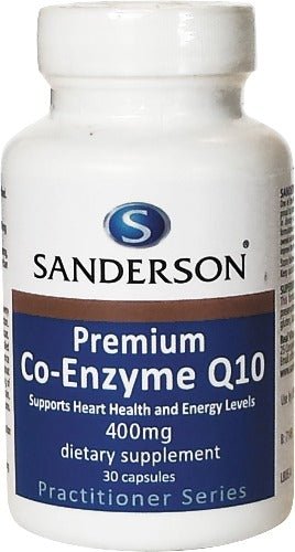 SANDERSON Premium Co-Enzyme Q10 400mg 30 Softgels Co-Enzyme Q10 (CoQ10) is a substance that is found in all cells and muscles of the body, especially the heart. CoQ10 improves energy production by supporting the synthesis of ATP, the body's main energy molecule. It is also a powerful antioxidant and helps protect the body from free radical damage.