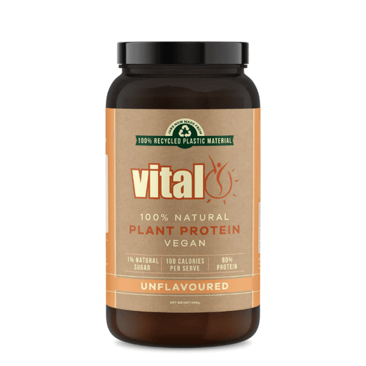 Vital Plant Protein Unflavoured 1st Stop, Marshall's Health Shop! If you’re looking for a protein supplement to help your body function at its best, you can rely on Vital Protein Powder. It contains over 18 amino acids, matching the profile of whey proteins which is unique for a vegetable protein. The protein is extracted from the highest quality European golden peas. This complete protein digests easily without causing bloating.