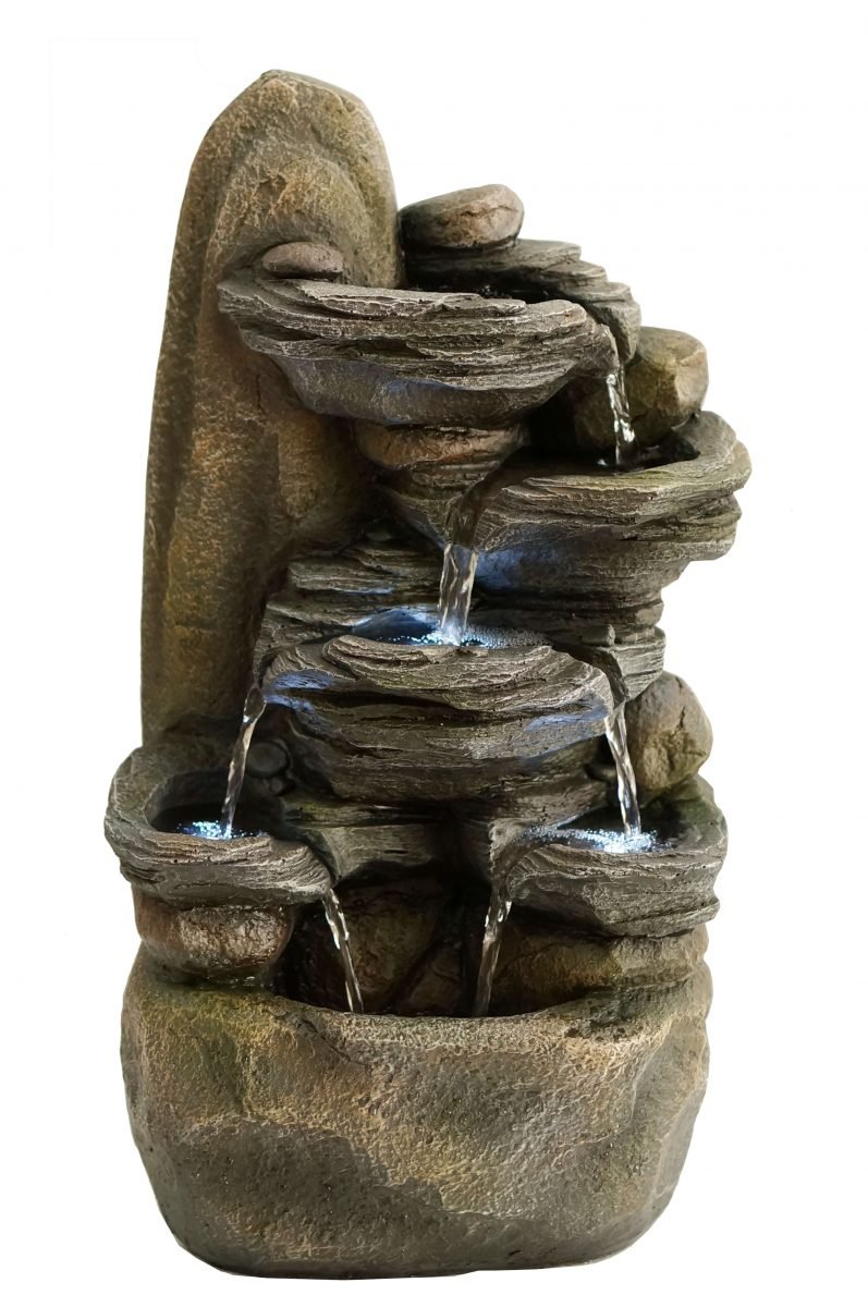 Outdoor Water Feature Rock Pools 27x21x51cm Warm-white light SKU: WF71