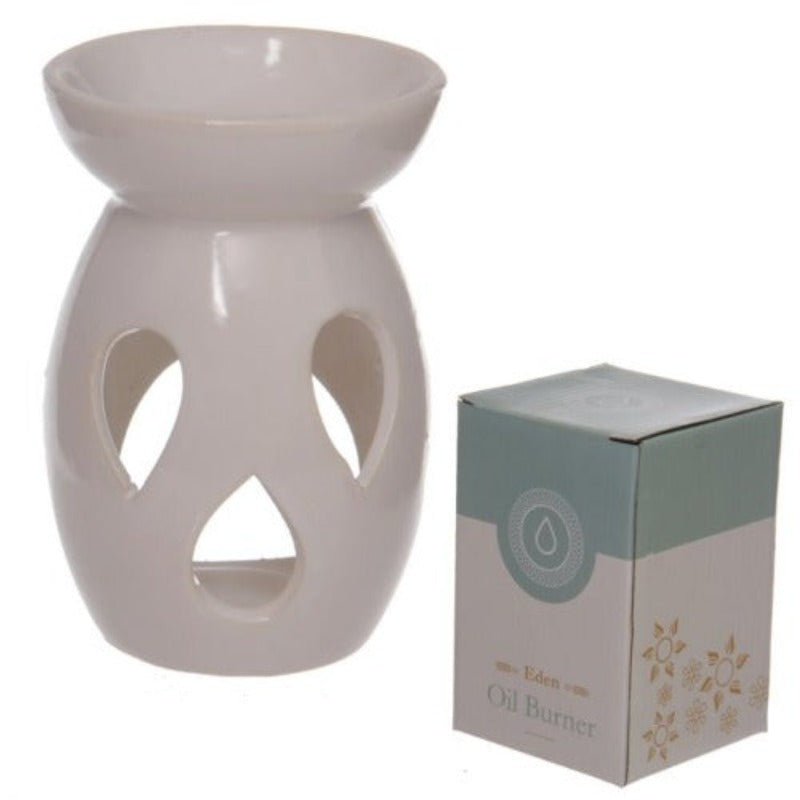 White Simple Tear Drop Cut - Out Ceramic Oil and Wax Burner - 1st Stop Marshall's Health Shop, Gift Shop! - Heath and Natural Therapy New Brighton Christchurch - Naturopath