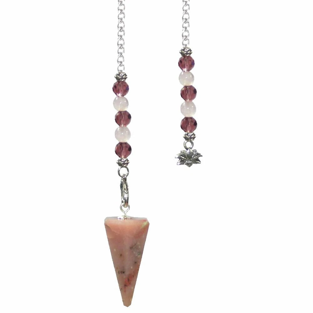 Pendulum Faceted Pink Opal Lotus