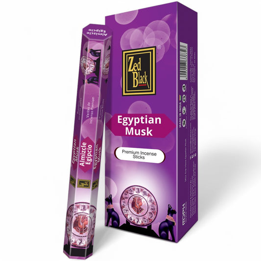 Zed Black Egyptian Musk 20gm
Zed Black 20 gram Incense sticks are one of the most popular incense sticks, these are rolled and dipped into natural oils for a calming incense fragrance. You will enjoy these incense sticks as you would experience these fragrances from nature itself. Experience an absolutely soothing and positive aroma at your place by using these premium quality incense sticks.

1st Stop, Marshall's Health Shop, Gift Shop!

SKU: ZBEM20