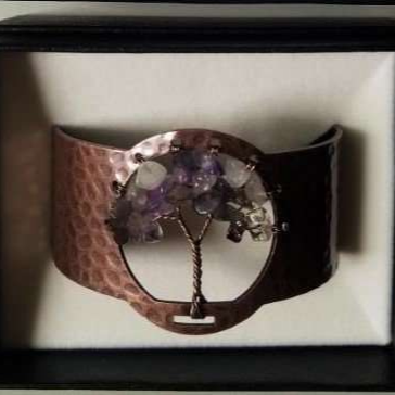 Tree Of Life Amethyst Quartz Copper Plated Bracelet