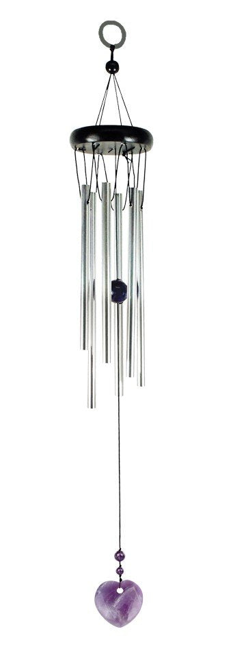 Gemstone Windchimes- Amethyst Heart