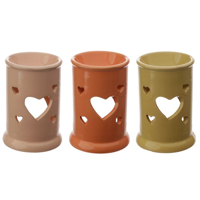 Eden Tall Ceramic Oil and Wax Burner with Heart Cut-out