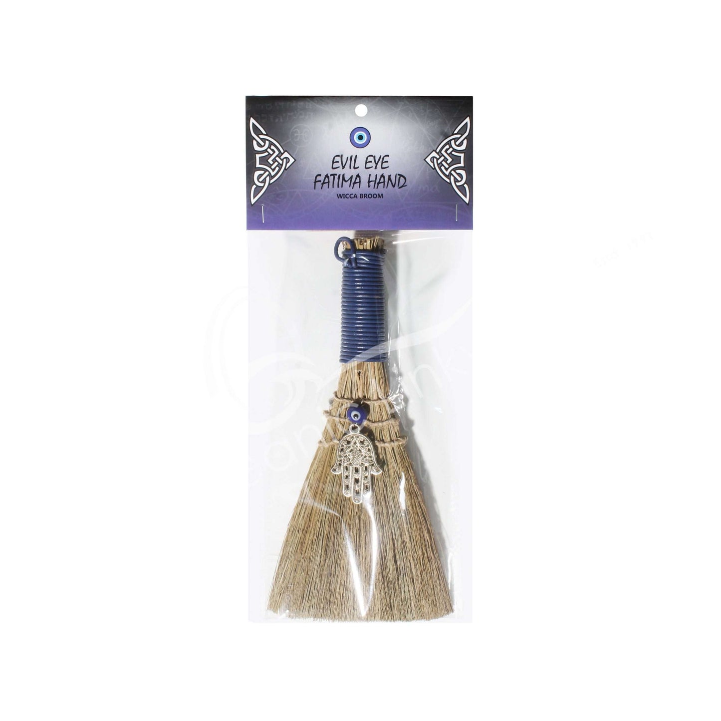 Wicca Broom - Hamsa Hand with Evil Eye