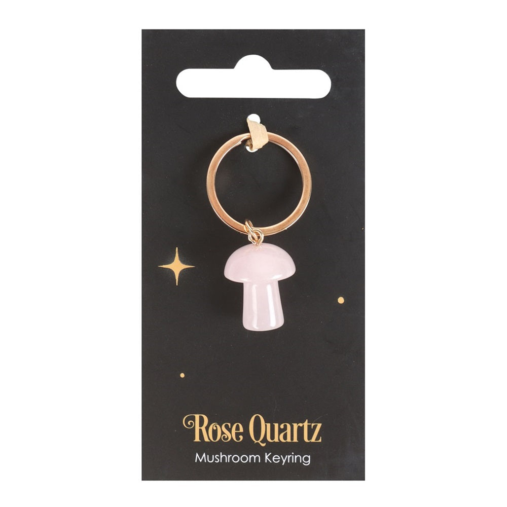 Keyring Rose Quartz Mushroom