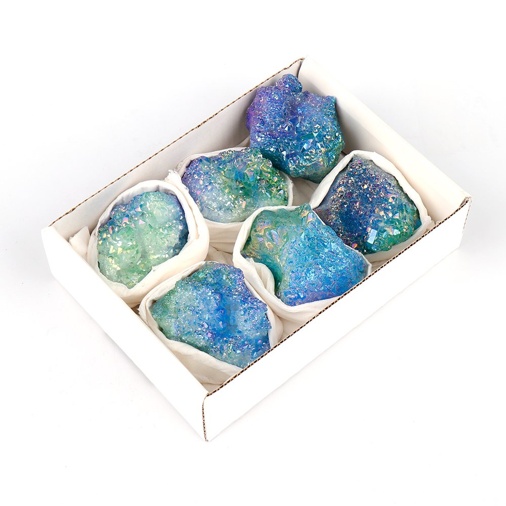 Mini Crystal Aura Geode Quartz - Green & Blue