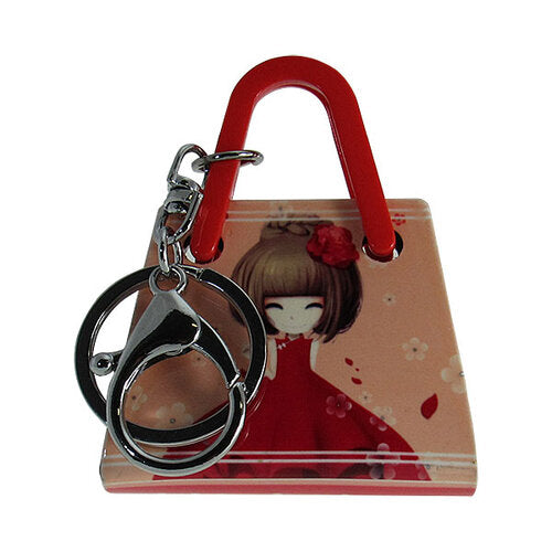Key Ring Hand Bag Girl in Red Dress