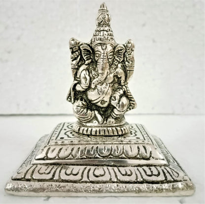 White Square Ganesha Incense Holder